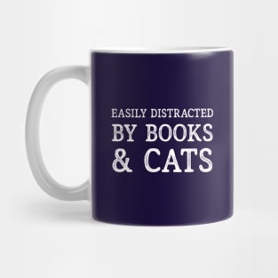 easily distracted by cats and books, summer top, kitten lover Mug